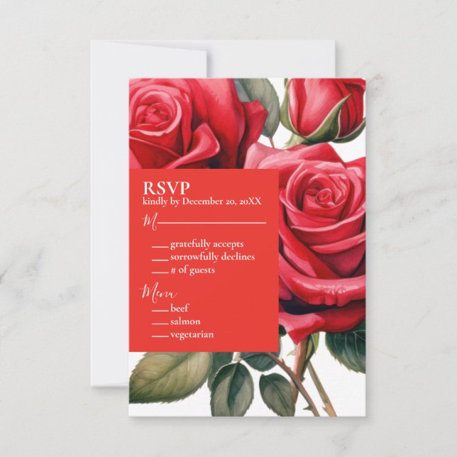 Rote Rosen UAWG-Antwortkarte RSVP Karte (Vorderseite)
