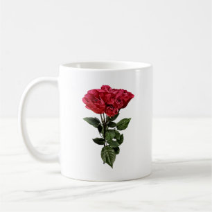 Rote Rosen und Blätter Kaffeetasse