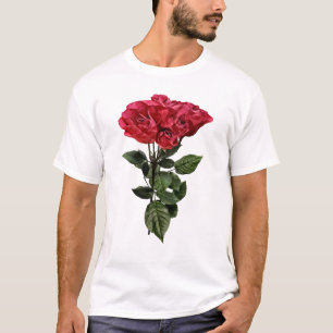 Rote Rosen und Blätter T-Shirt