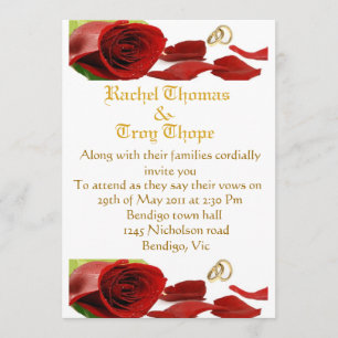 Rote Rosen und Ehering Einladung
