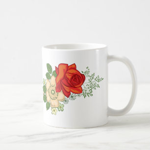 Rote Rosen und Gänseblümchen Kaffeetasse