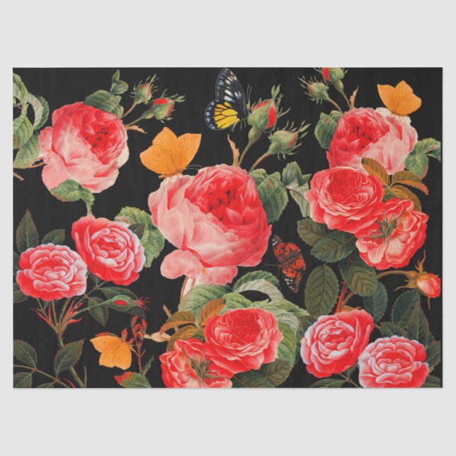 ROTE ROSEN UND GELBE SCHALTFLÄCHEN SEIDENPAPIER (Vorderseite)