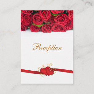 Rote Rosen und Herz Hochzeitsempfang Begleitkarte