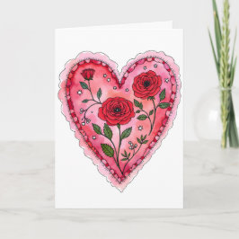 Rote Rosen und Herz-Jubiläums-Valentinstag Karte
