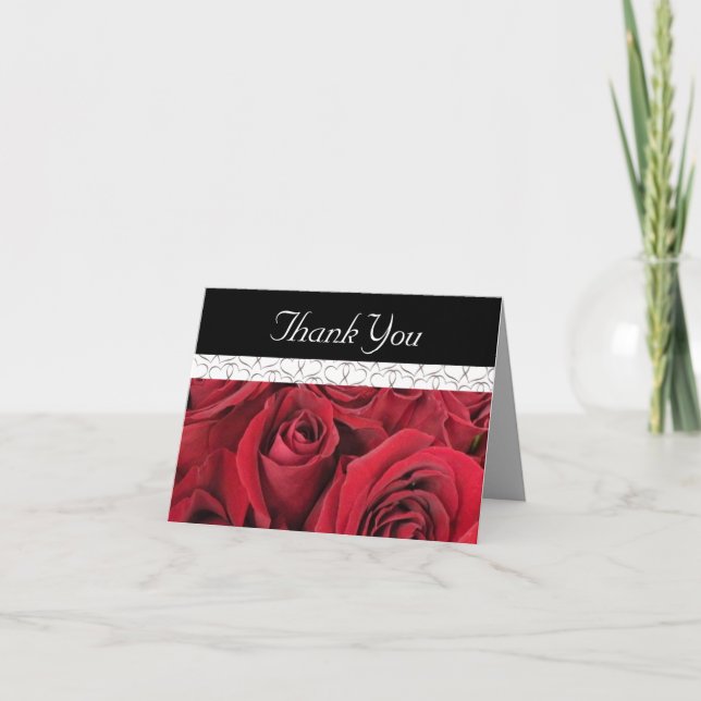 Rote Rosen und Herzen danken Ihnen zu kardieren Dankeskarte (Vorderseite)