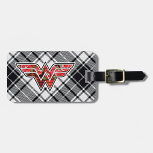 Rote Rosen und Kariertes Wonder Woman Logo Gepäckanhänger