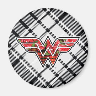 Rote Rosen und Kariertes Wonder Woman Logo Magnet