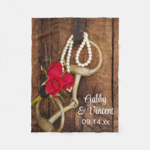Rote Rosen- und Reitpferde Western Hochzeit Fleecedecke