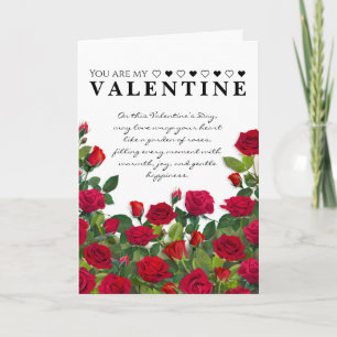 Rote Rosen Valentinstag-Grußkarte Karte
