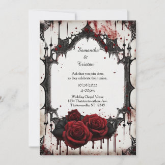 Rote Rosen Vampire Goth Wedding Einladung