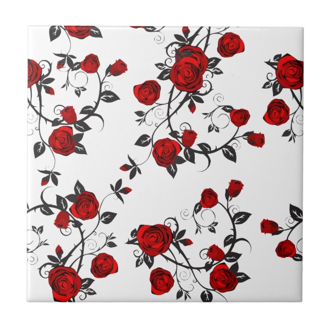 rote Rosen-Vektor, asymmetrische Blütenblätter Fliese (Vorderseite)