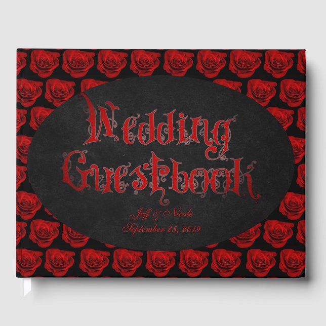 Rote Rosen Viktorianisch Goth Wedding Gästebuch (Vorderseite)
