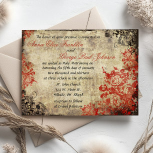 Rote Rosen Vintage Hochzeit Einladung