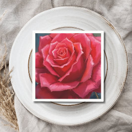Rote Rosen-Wasserfarbe formelle florale Hochzeit Serviette