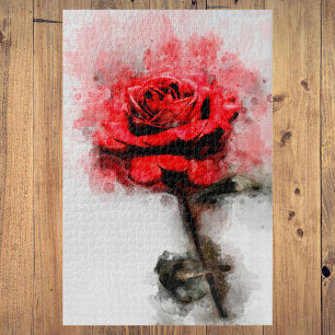Rote Rosen-Wasserfarbenkunst auf weißem Hintergrun