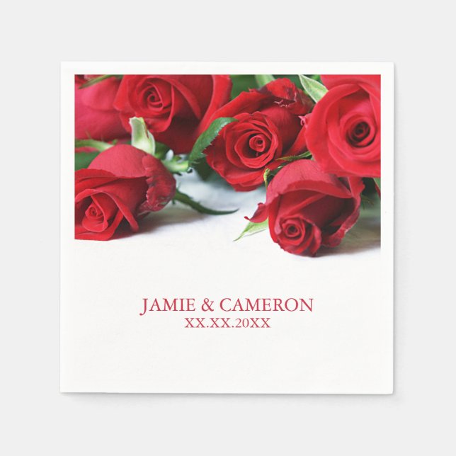 Rote Rosen Wedding Napkin Serviette (Vorderseite)