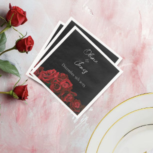 Rote Rosen Weiß Schwarz Serviette
