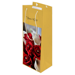 Rote Rosen Weiße Calla Lily Floral Blume Custom Geschenktüte Für Weinflaschen