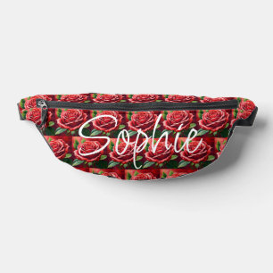 Rote Rosen Weiße Schrift Name Benutzerdefiniert Bauchtasche