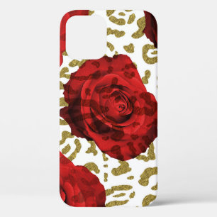 Rote Rosen Weißes Gold Gepard Leopard Tierprint Case-Mate iPhone Hülle