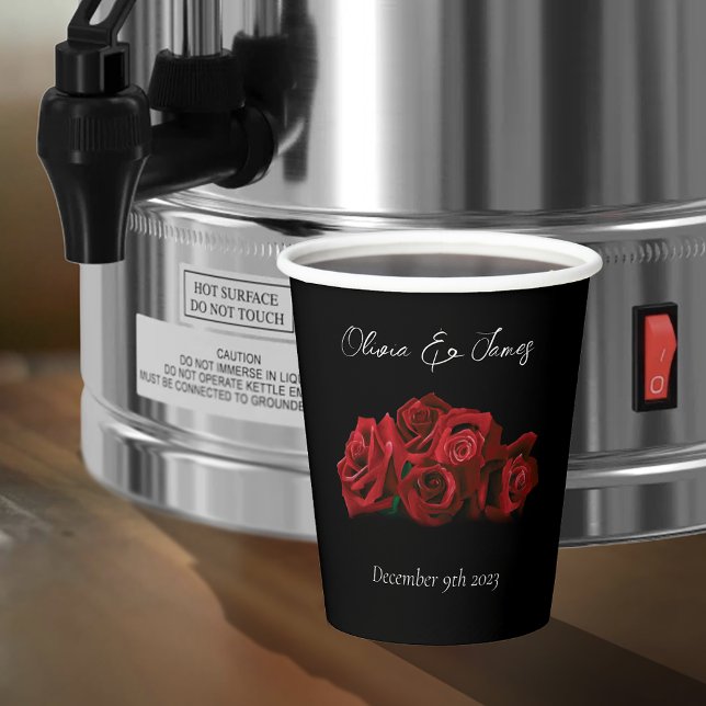 Rote Rosen White Black Wedding Pappbecher (Von Creator hochgeladen)