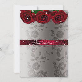 Rote Rosen White Hearts Quinceanera Einladung