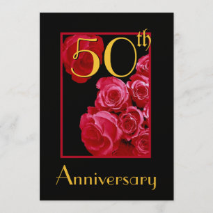 rote Rosen zum 50. Hochzeitstag Einladung