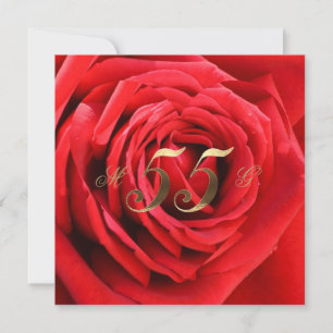 rote Rosen zum 55. Geburtstag der Hochzeit Herzstü Einladung