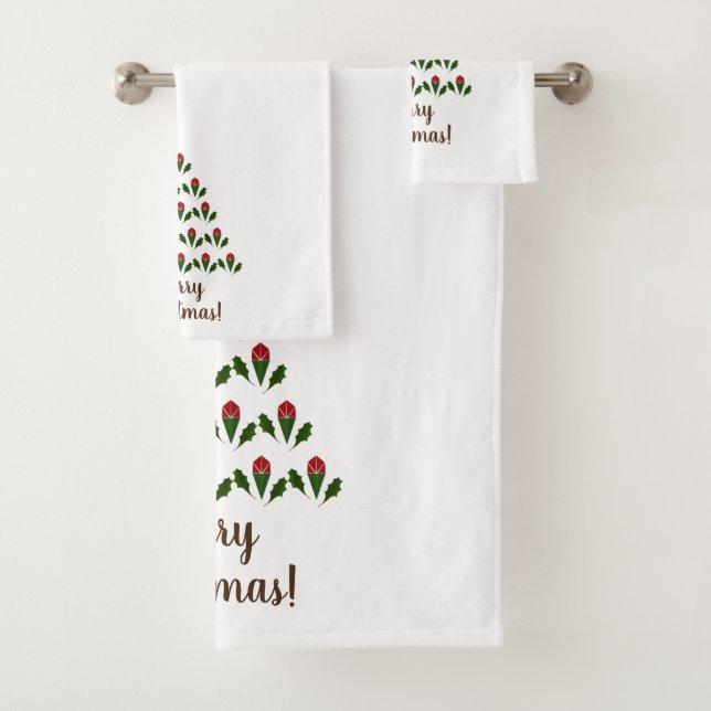 Rote Rosen zum Vergnügen, Weihnachtsbaum Badhandtuch Set (Insitu)