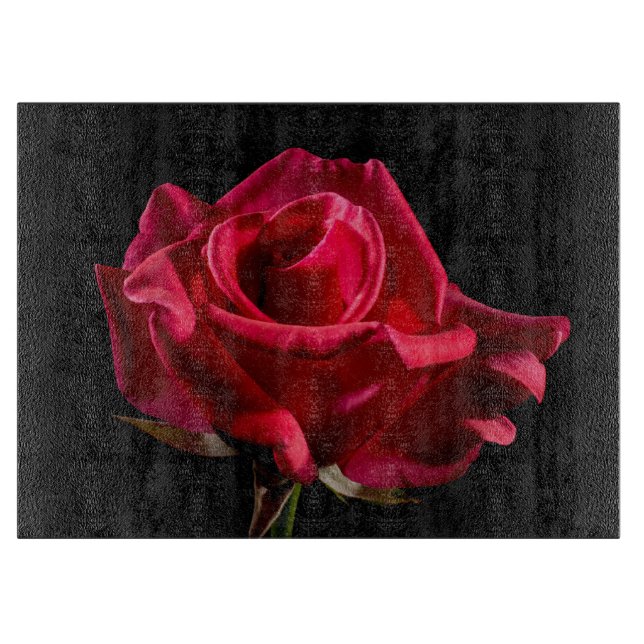 Rote Rosenblume Florale Blüte Schneidebrett (Vorderseite)