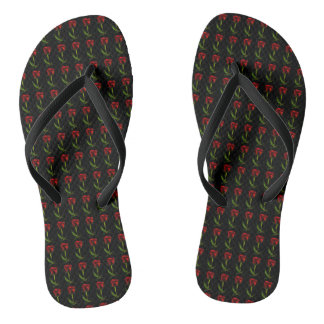 Rote Rosenblumen Damen Flip Flops
