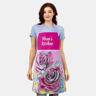 Rote Rosenblumen Rosen Floral Blumen Weihnachten Schürze