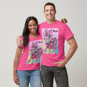 Rote Rosenblumen-Wasserfarbe Farbige Heiße Pink-Ku T-Shirt