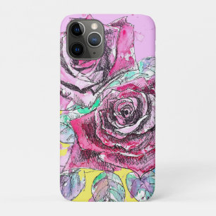 Rote Rosenblumen Wasserfarbe Farbige Kunst Case-Mate iPhone Hülle