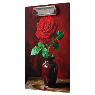 Rote Rosenblumenmalerei Klemmbrett