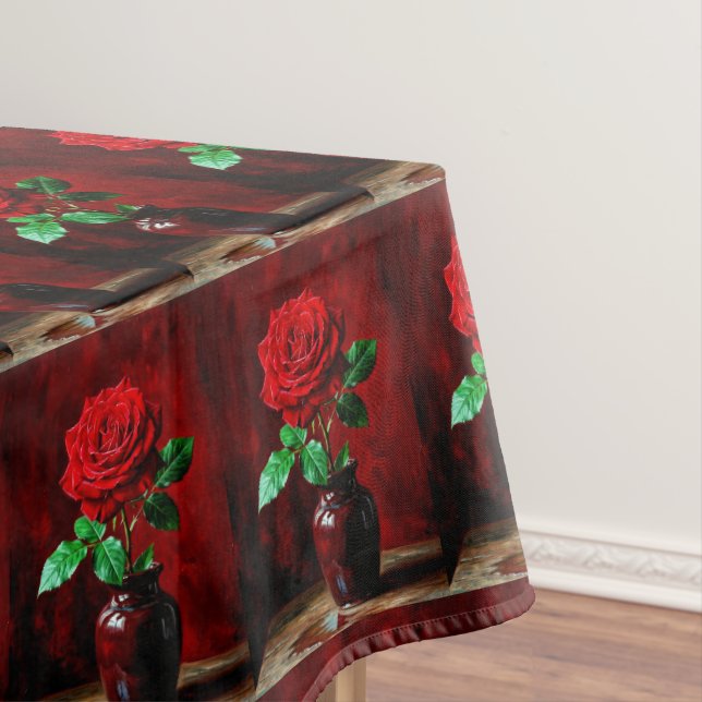 Rote Rosenblumenmalerei  Tischdecke (Beispiel)