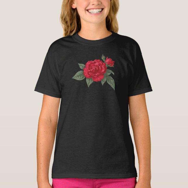 Rote Rosenblüte T-Shirt (Vorderseite)