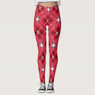 Rote Rosenblüten Diamantmuster Leggings