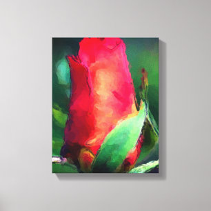 Rote Rosenknospe Aquarellmalerei Leinwanddruck