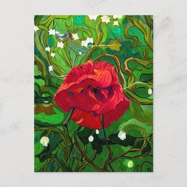 ROTE ROSENKUNST POSTKARTE (Vorderseite)