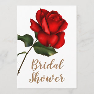 Rote Roseweißer Blumenchic-elegantes Brautparty Einladung