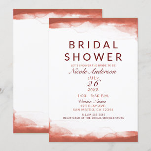 Rote Rost-Ton-Aquarell-Chic-Brautparty Einladung