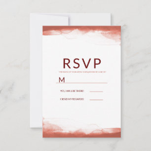 Rote Rost-Ton Braune Wasserfarbe Moderne Hochzeit RSVP Karte