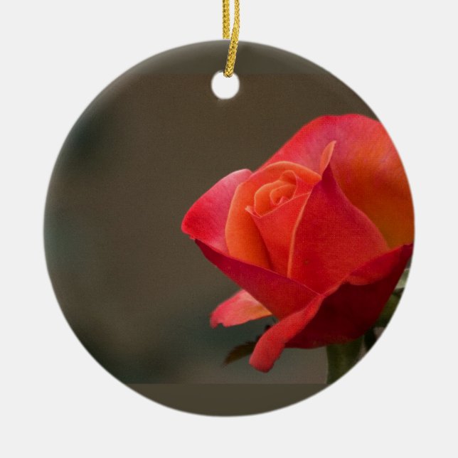 Rote, rote Blume Keramikornament (Vorne)