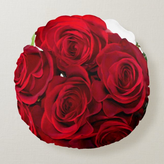 Rote Rote Rose Rundes Kissen (Vorderseite)