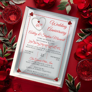 Rote Rubinvjuhilar 40. Hochzeitstag Party Acryleinladungen