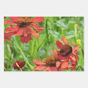 ROTE RUDBECKIA-BLÜTEN GESCHENKPAPIER SET