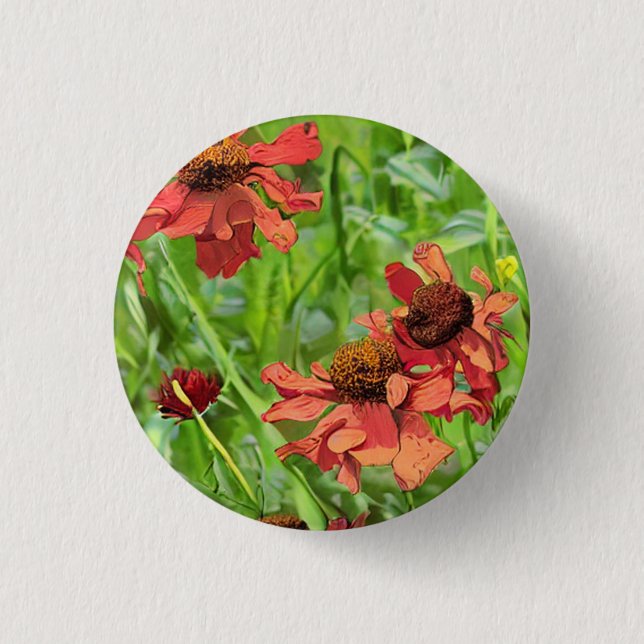 ROTE RUDBECKIENBLÜTEN BUTTON (Vorderseite)
