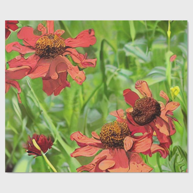 ROTE RUDBECKIENBLÜTEN GESCHENKPAPIER (Flach)