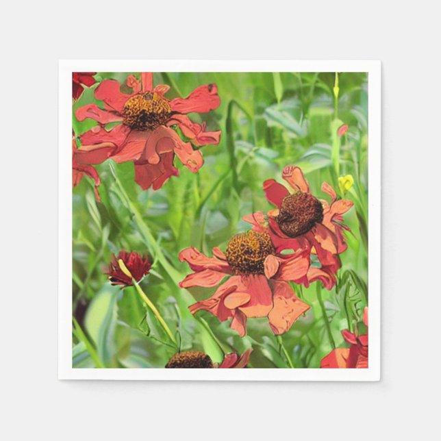 ROTE RUDBECKIENBLÜTEN SERVIETTE (Vorderseite)